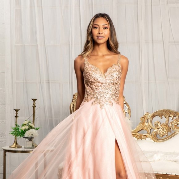 NEW LONG OFF THE SHOULDER SLEEVELESS A-LINE MESH DRESS WITH ZIPPER BACK GL3020